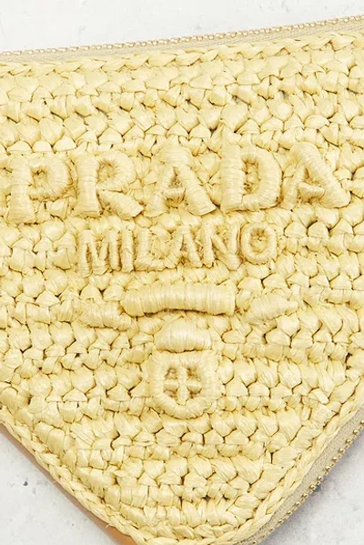 Pre-owned Prada Raffia Mini Triangle Shoulder Bag In Neutral