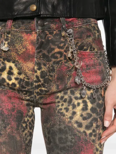 R13 Kick Leopard-print Jeans In Multi