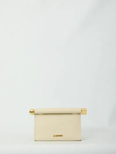 Jacquemus Rolled Top Rectangular Shoulder Bag In Neutral