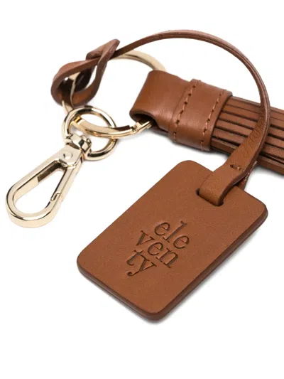 Eleventy 태슬 로고 태그 키링 In Brown