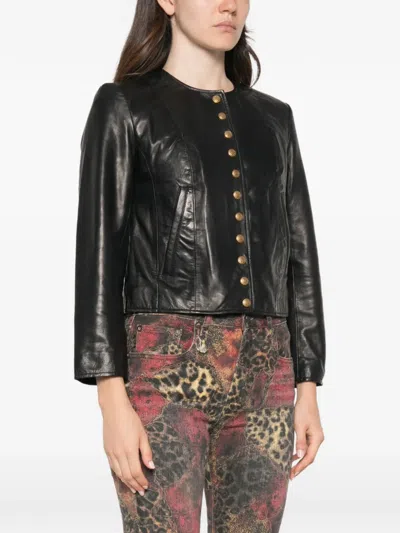 R13 Button-up Leather Jacket In Black