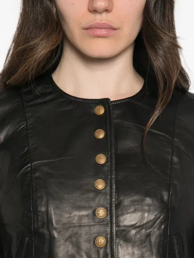 R13 Button-up Leather Jacket In Black