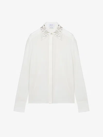 Alexander Mcqueen Floral Embroidery Shirt In Ivory In White