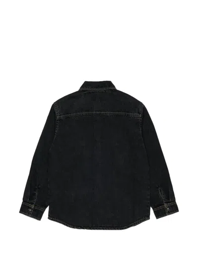 Diesel 로고 자수 데님 셔츠 In Black