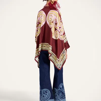 La Doublej Printed Cropped Flared Jeans In Blue
