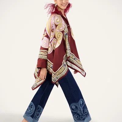 La Doublej Printed Cropped Flared Jeans In Blue