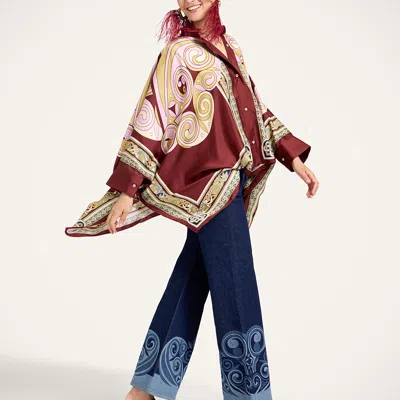 La Doublej Printed Cropped Flared Jeans In Blue