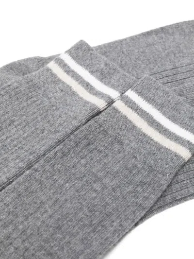 Eleventy Striped Ribbed Socks In Multi