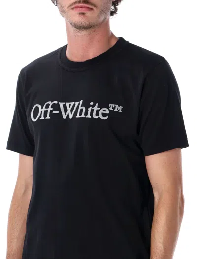 Off-white Black Oversized T-shirt With Contrasting Logo Lettering Print In Cotton Man In Black