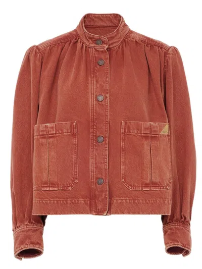 Chloé Logo Denim Jacket With Patch Pockets In Multi