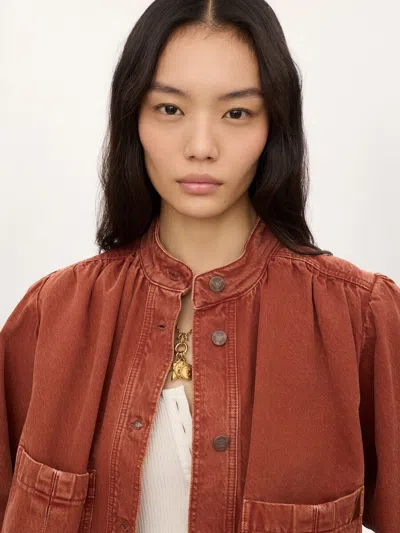 Chloé Logo Denim Jacket With Patch Pockets In Multi