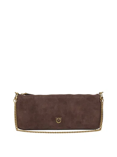 Pinko Chain Strap Lightweight Rectangular Clutch Bag In Brown