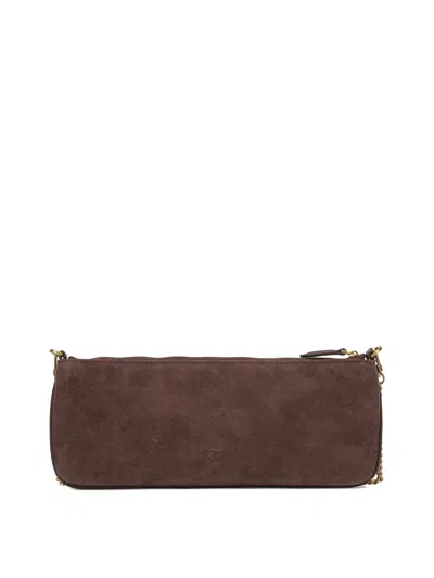 Pinko Chain Strap Lightweight Rectangular Clutch Bag In Brown