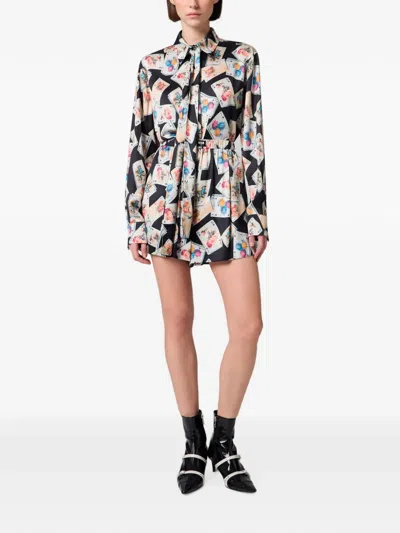 Msgm Playing-card-print Shorts In Multi