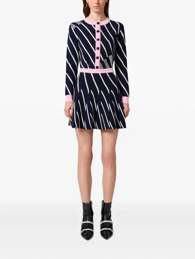 Msgm Diagonal-stripe Mini Skirt In Multi