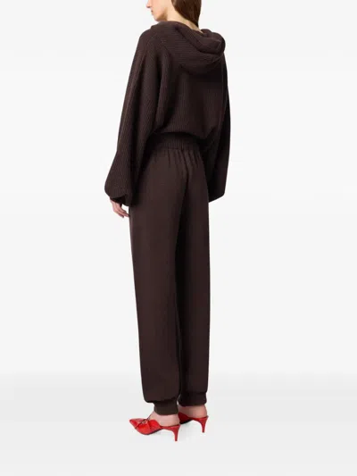Msgm Logo-print Track Pants In Brown