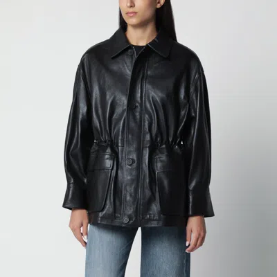 Arma Black Maeve Leather Drawstring Jacket In Multi