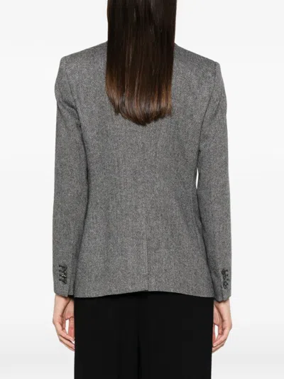 Tagliatore Paris Herringbone-pattern Double-breasted Blazer In Gray