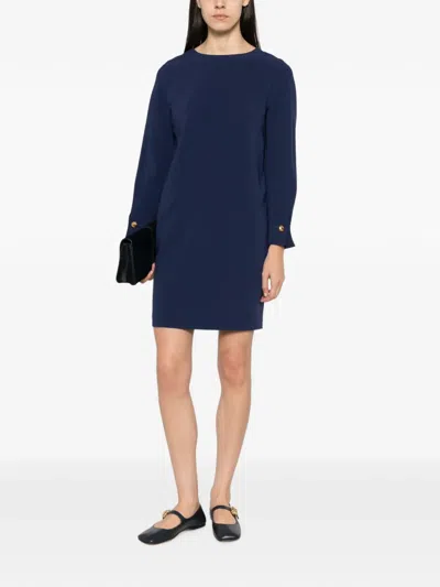 Max Mara Button-cuff Mini Dress In Blue