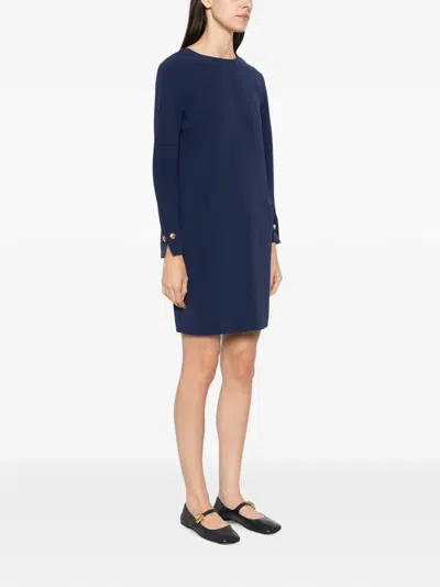 Max Mara Button-cuff Mini Dress In Blue