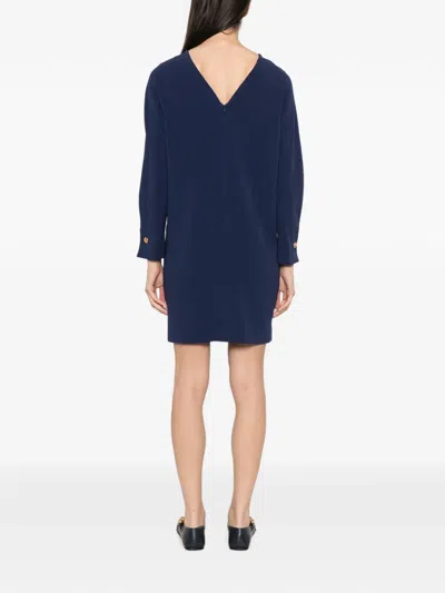 Max Mara Button-cuff Mini Dress In Blue