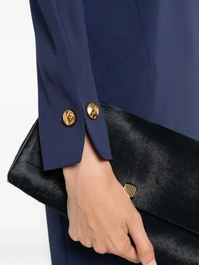 Max Mara Button-cuff Mini Dress In Blue
