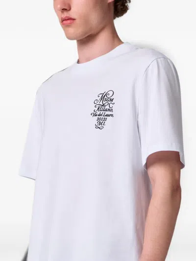 Msgm Logo-print Crew-neck T-shirt In White