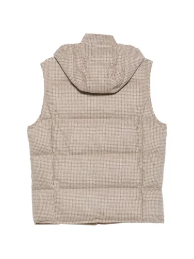 Eleventy Check-pattern Gilet In Neutral