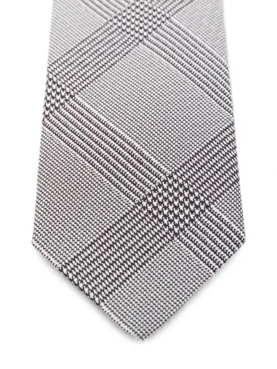 Lardini Check-pattern Tie In Gray