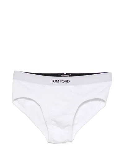 Tom Ford Logo-waistband Briefs In White