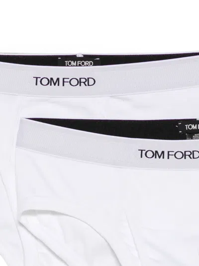 Tom Ford Logo-waistband Briefs In White