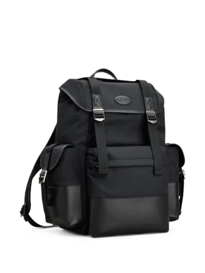 Tod's Backpack In Fabric And Leather Medium In Black