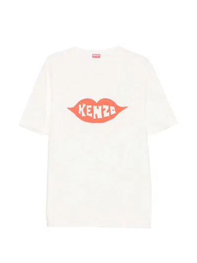 Kenzo Graphic Print Round Neck Short Sleeve T-shirt In Metallic