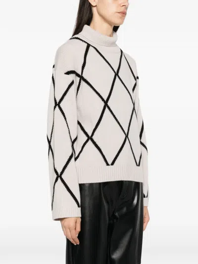 Allude Argyle-pattern Roll-neck Sweater In Neutral