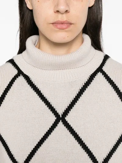 Allude Argyle-pattern Roll-neck Sweater In Neutral