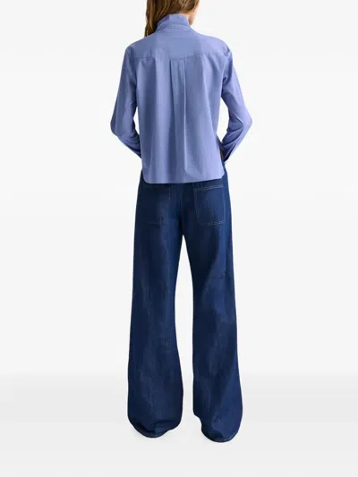 Twp Connor Top In Micro Check In Blue