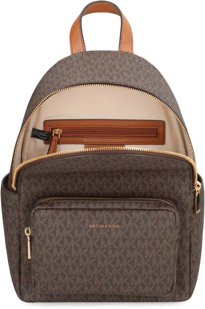 Michael Kors Backpack With Adjustable Straps And Front Zip Pocket In Brown