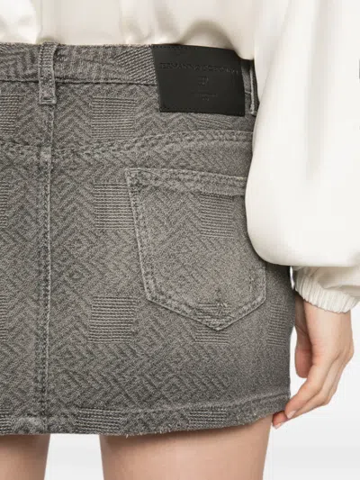 Ermanno Scervino Herringbone-pattern Mini Denim Skirt In Gray