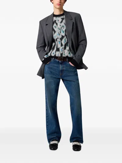 Msgm Geometric-pattern Mohair-blend Sweater In Multi