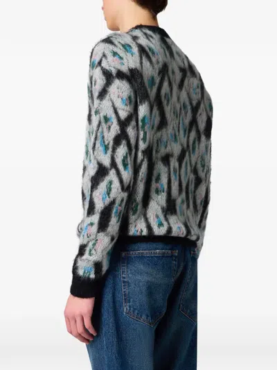 Msgm Geometric-pattern Mohair-blend Sweater In Multi