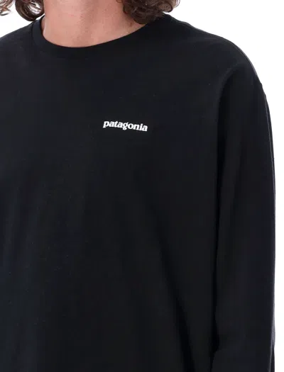 Patagonia Long-sleeved T-shirt In Recycled Cotton Blend With Graphic Print In Black
