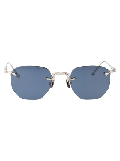Matsuda Aviator Sunglasses In Silver Metal With Rectangular Frame In Multi
