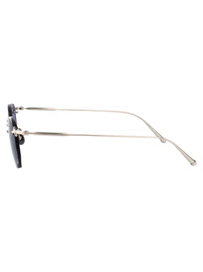 Matsuda Aviator Sunglasses In Silver Metal With Rectangular Frame In Multi