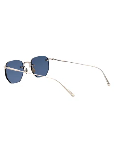 Matsuda Aviator Sunglasses In Silver Metal With Rectangular Frame In Multi