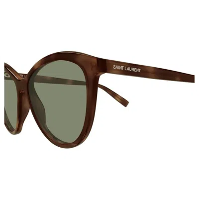 Saint Laurent Havana-havana-green Acetate Sunglasses In Multi