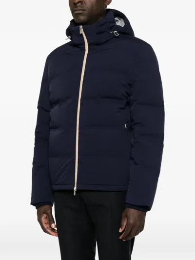 Brunello Cucinelli Hooded Puffer Jacket In Blue
