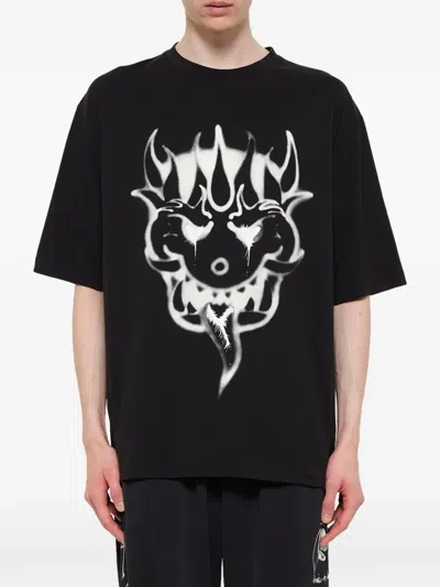 Y-3 Cotton Crew Neck Graphic Print T-shirt In Black