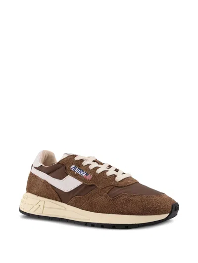 Autry Brown Leather Sneakers With Timeless Design In Brown