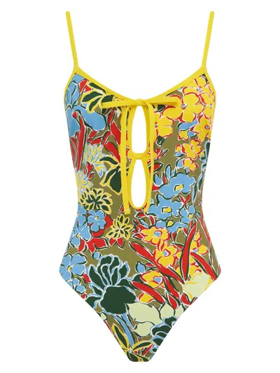 Alemais Low Back Adjustable Strap Self-tie Keyhole Front Bodysuit In Multi