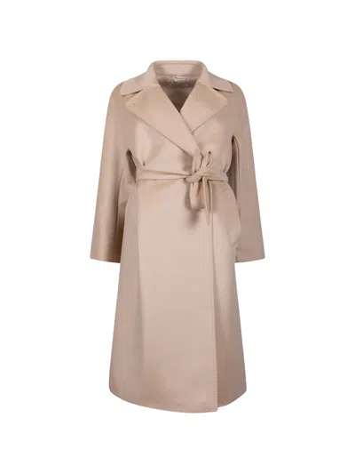 Weekend Max Mara Double-breasted Belted Coat In Neutral